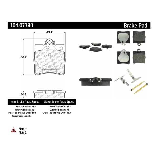Centric Posi Quiet™ Semi-Metallic Rear Disc Brake Pads 104.07790