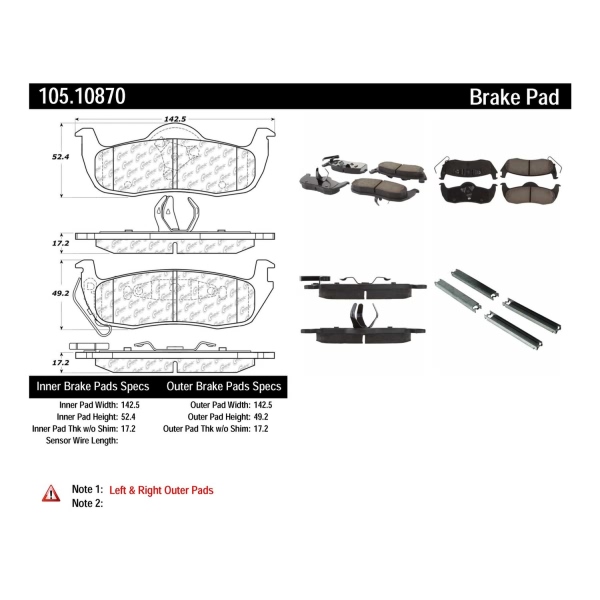 Centric Posi Quiet™ Ceramic Rear Disc Brake Pads 105.10870