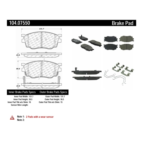 Centric Posi Quiet™ Semi-Metallic Front Disc Brake Pads 104.07550