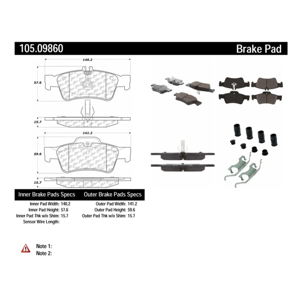 Centric Posi Quiet™ Ceramic Rear Disc Brake Pads 105.09860