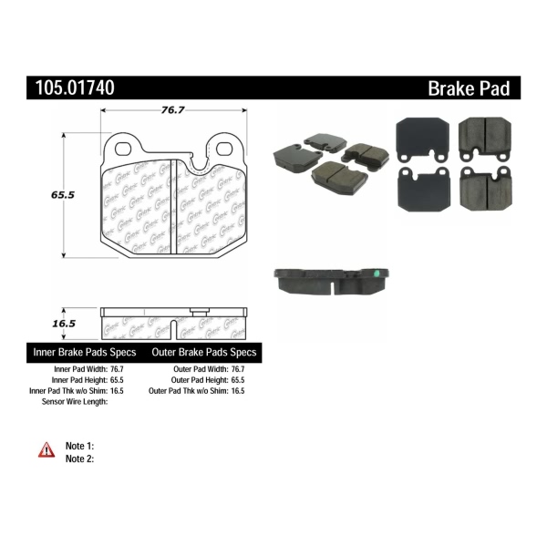 Centric Posi Quiet™ Ceramic Front Disc Brake Pads 105.01740