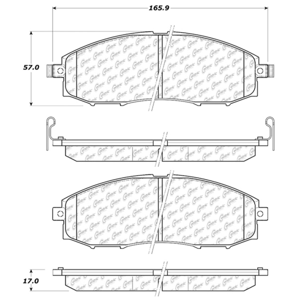 Centric Posi Quiet™ Extended Wear Semi-Metallic Front Disc Brake Pads 106.08300