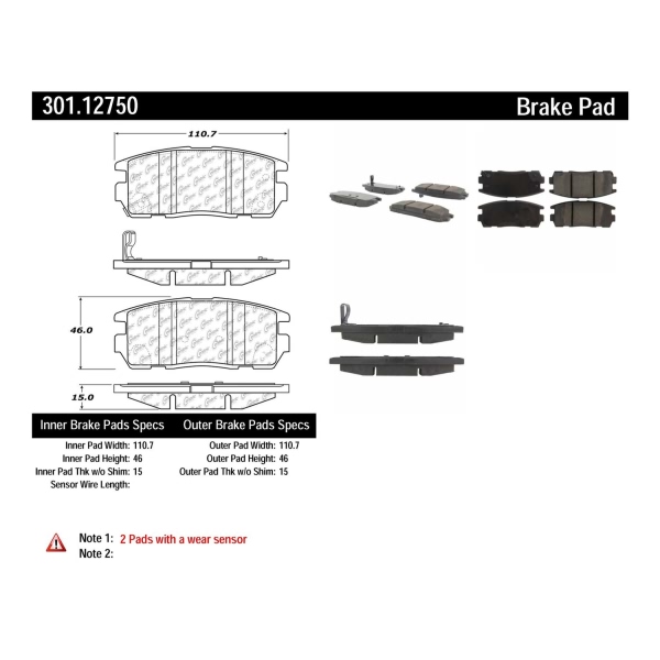 Centric Premium Ceramic Rear Disc Brake Pads 301.12750