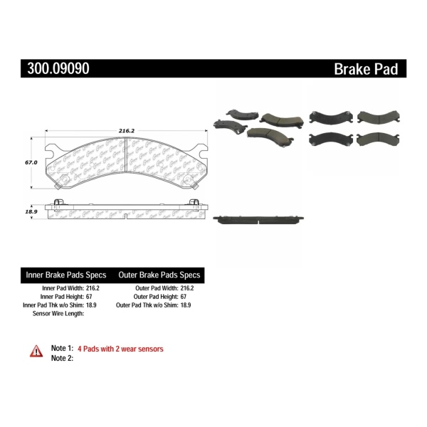 Centric Premium Semi-Metallic Rear Disc Brake Pads 300.09090
