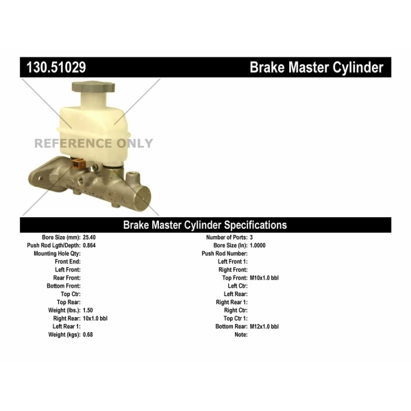 Centric Premium Brake Master Cylinder 130.51029