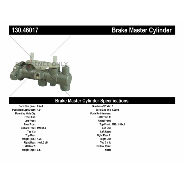 Centric Premium Brake Master Cylinder 130.46017