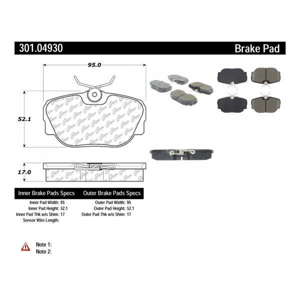 Centric Premium Ceramic Front Disc Brake Pads 301.04930