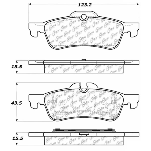 Centric Posi Quiet™ Semi-Metallic Rear Disc Brake Pads 104.10600