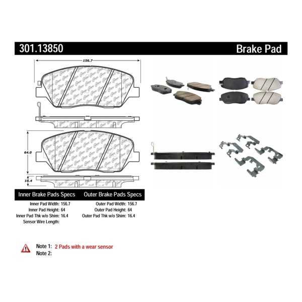 Centric Premium Ceramic Front Disc Brake Pads 301.13850