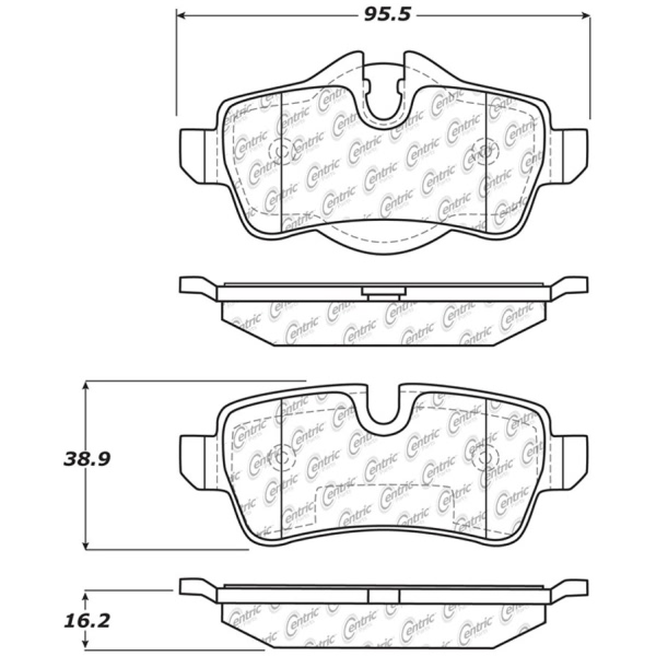 Centric Premium Semi-Metallic Rear Disc Brake Pads 300.13090