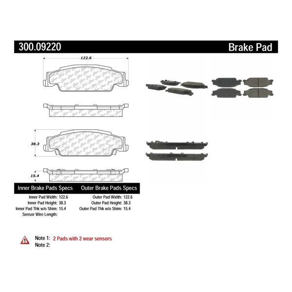 Centric Premium Semi-Metallic Rear Disc Brake Pads 300.09220