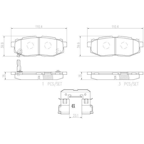 brembo Premium Ceramic Rear Disc Brake Pads P78018N