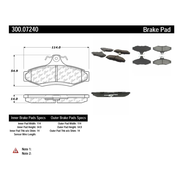 Centric Premium Semi-Metallic Rear Disc Brake Pads 300.07240