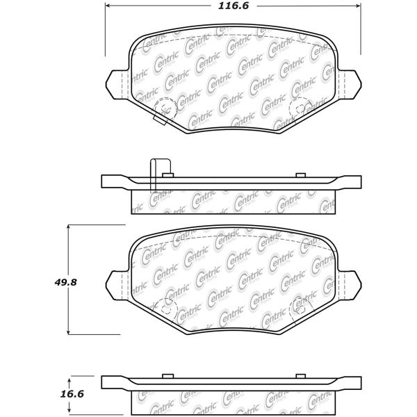 Centric Posi Quiet™ Ceramic Rear Disc Brake Pads 105.17190