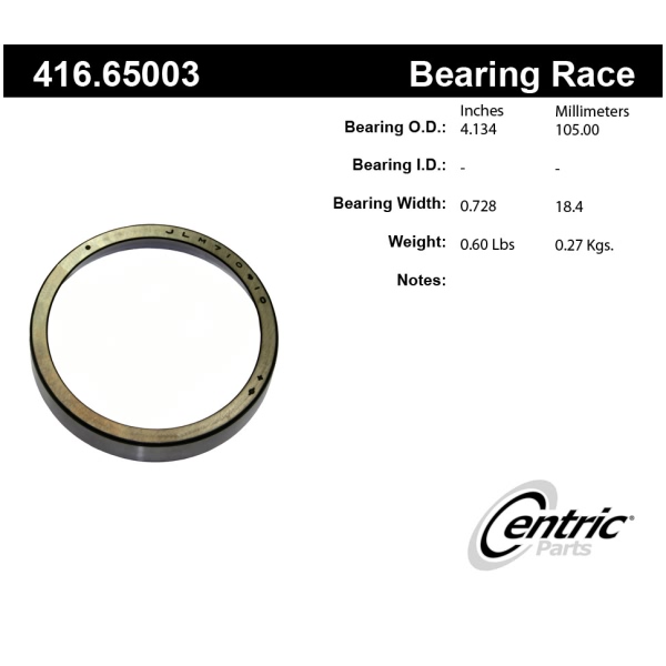 Centric Premium™ Rear Inner Wheel Bearing Race 416.65003