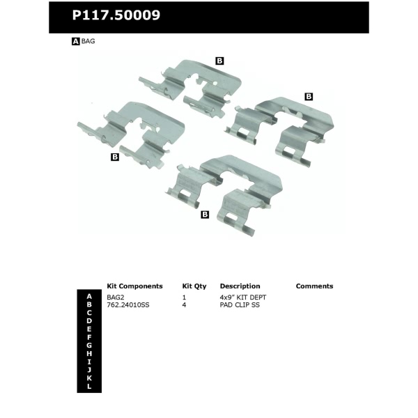 Centric Rear Disc Brake Hardware Kit 117.50009