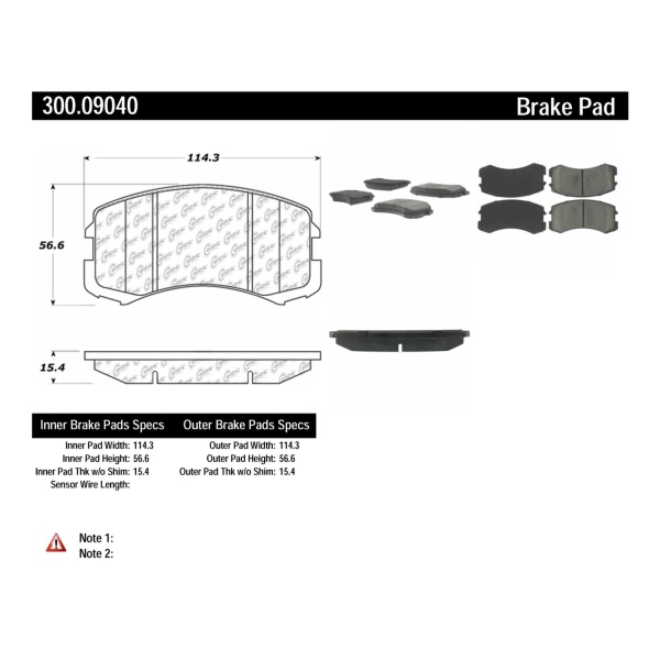 Centric Premium Semi-Metallic Front Disc Brake Pads 300.09040