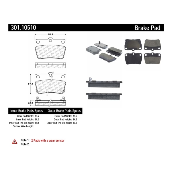 Centric Premium Ceramic Rear Disc Brake Pads 301.10510