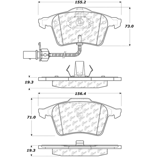 Centric Posi Quiet™ Semi-Metallic Front Disc Brake Pads 104.09150