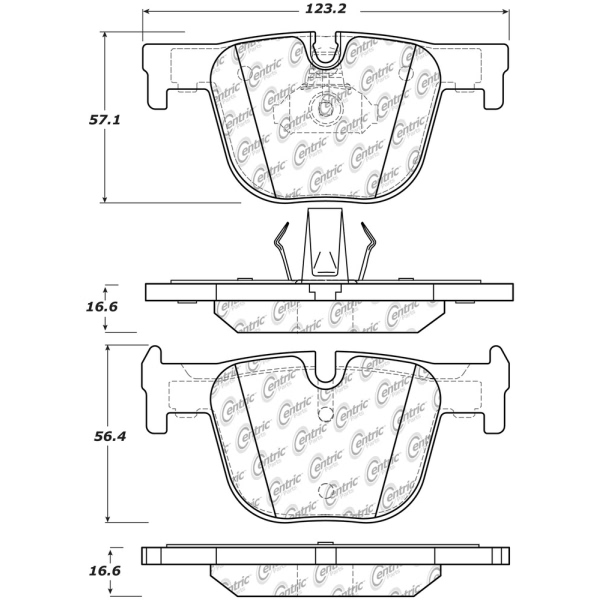 Centric Posi Quiet™ Ceramic Rear Disc Brake Pads 105.16100