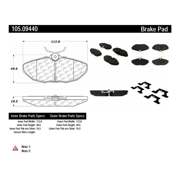 Centric Posi Quiet™ Ceramic Rear Disc Brake Pads 105.09440