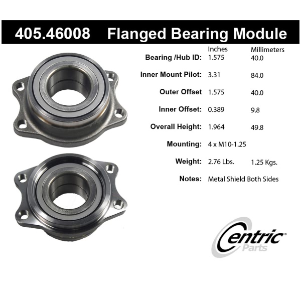 Centric Premium™ Rear Passenger Side Wheel Bearing Module 405.46008