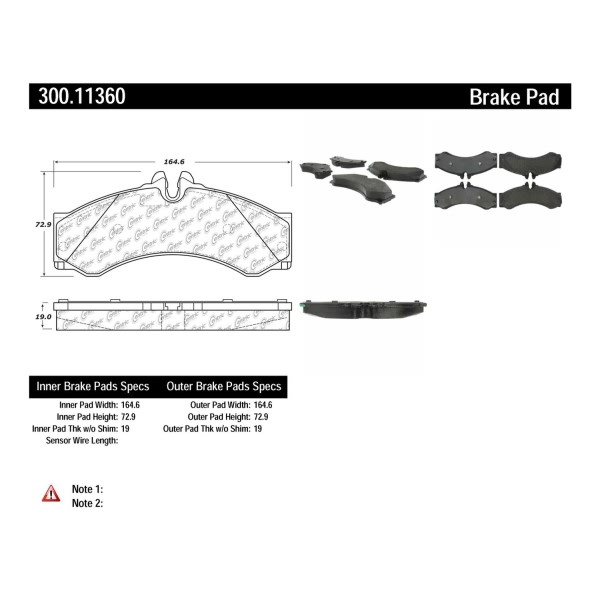 Centric Premium Semi-Metallic Rear Disc Brake Pads 300.11360