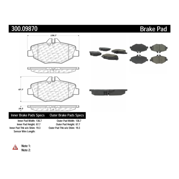 Centric Premium Semi-Metallic Front Disc Brake Pads 300.09870