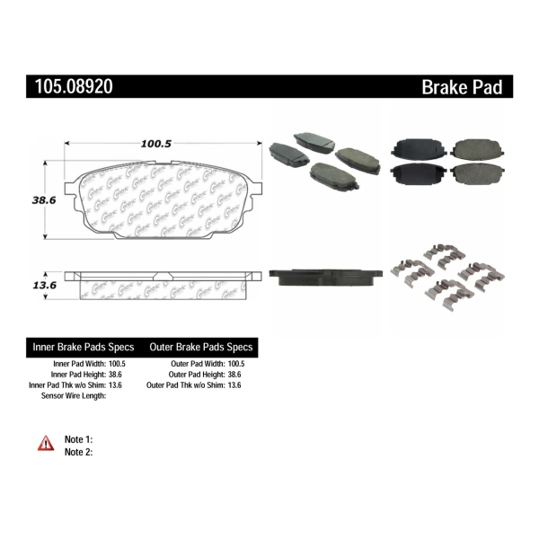 Centric Posi Quiet™ Ceramic Rear Disc Brake Pads 105.08920