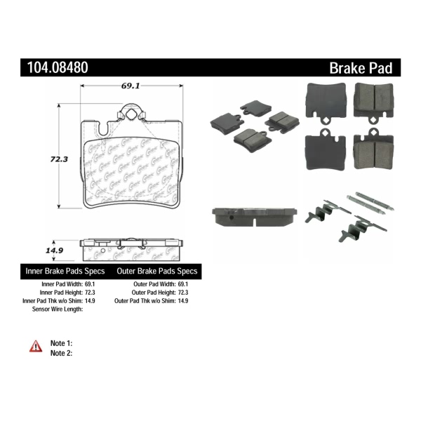 Centric Posi Quiet™ Semi-Metallic Rear Disc Brake Pads 104.08480