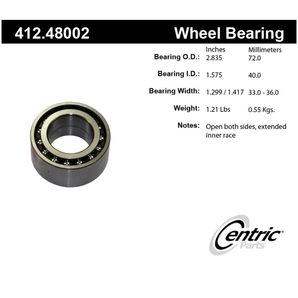 Centric Premium™ Front Driver Side Double Row Wheel Bearing 412.48002