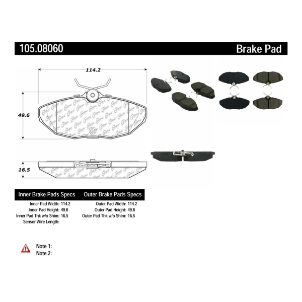 Centric Posi Quiet™ Ceramic Rear Disc Brake Pads 105.08060