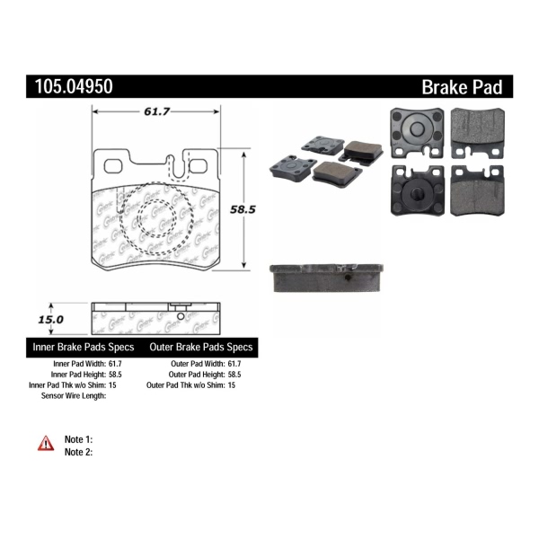 Centric Posi Quiet™ Ceramic Rear Disc Brake Pads 105.04950