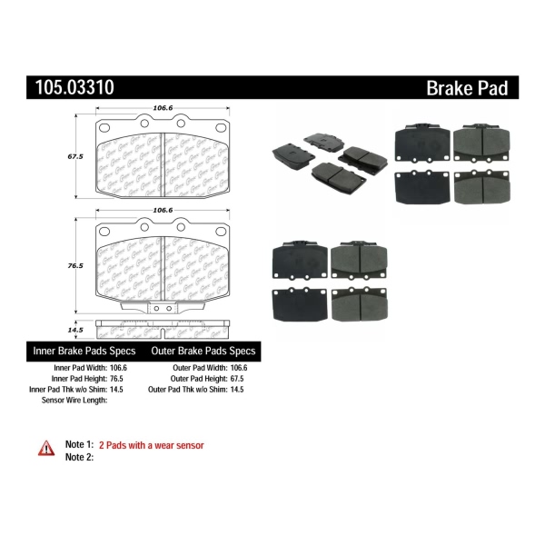 Centric Posi Quiet™ Ceramic Front Disc Brake Pads 105.03310