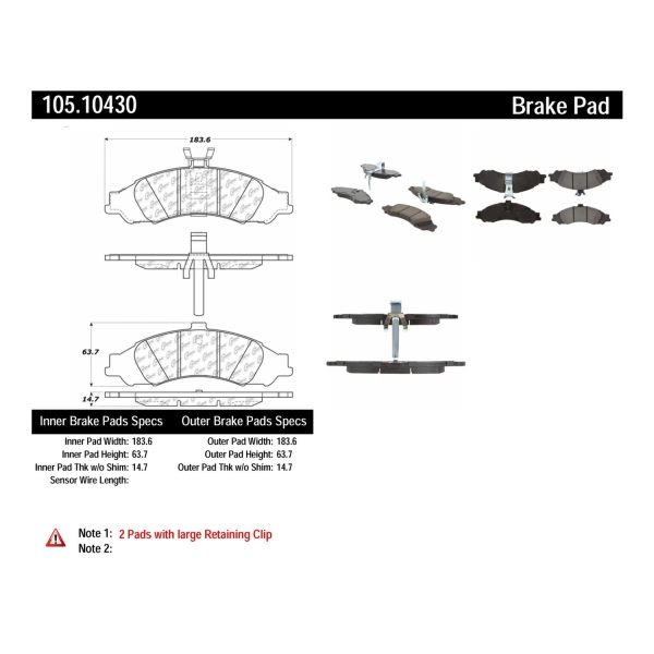 Centric Posi Quiet™ Ceramic Front Disc Brake Pads 105.10430