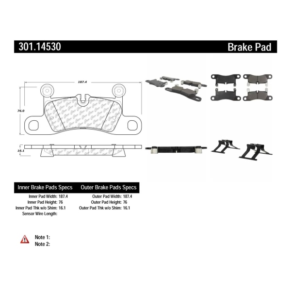 Centric Premium Ceramic Rear Disc Brake Pads 301.14530