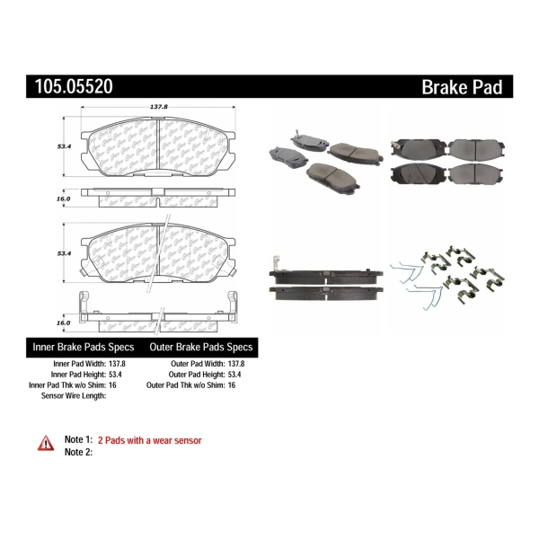 Centric Posi Quiet™ Ceramic Front Disc Brake Pads 105.05520