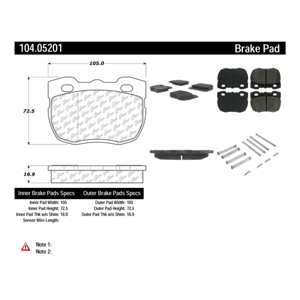 Centric Posi Quiet™ Semi-Metallic Front Disc Brake Pads 104.05201