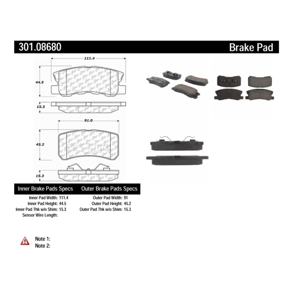 Centric Premium Ceramic Rear Disc Brake Pads 301.08680