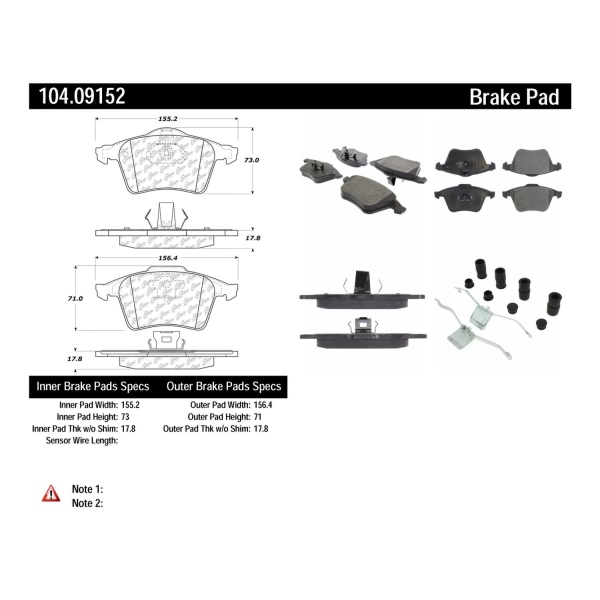 Centric Posi Quiet™ Semi-Metallic Front Disc Brake Pads 104.09152