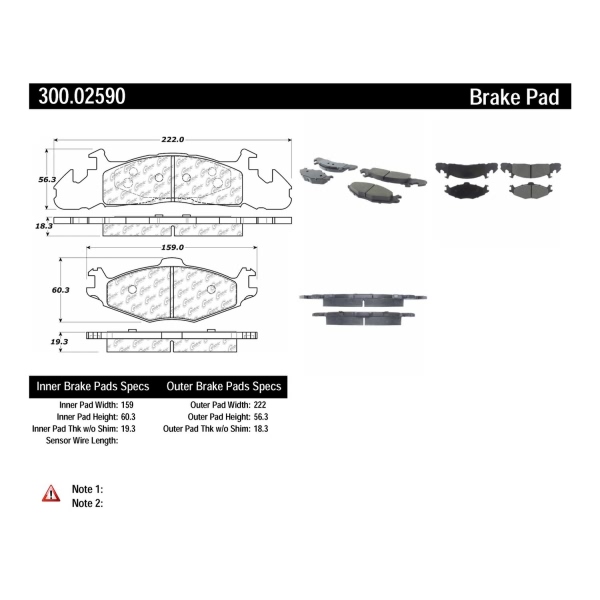 Centric Premium Semi-Metallic Front Disc Brake Pads 300.02590