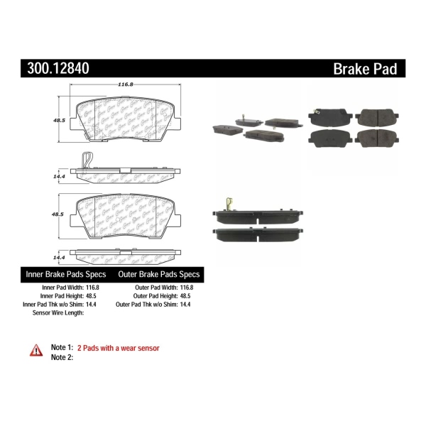 Centric Premium Semi-Metallic Rear Disc Brake Pads 300.12840