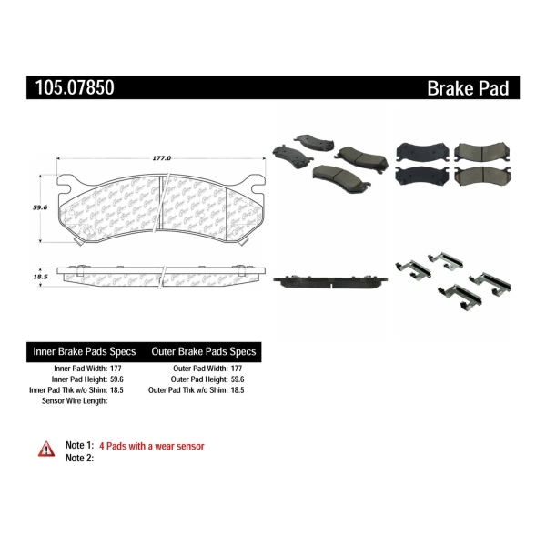 Centric Posi Quiet™ Ceramic Rear Disc Brake Pads 105.07850
