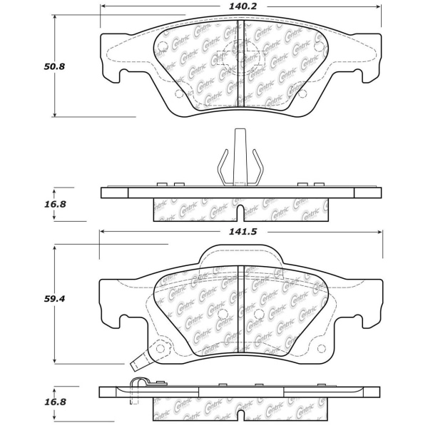 Centric Premium™ Semi-Metallic Brake Pads With Shims And Hardware 300.14980