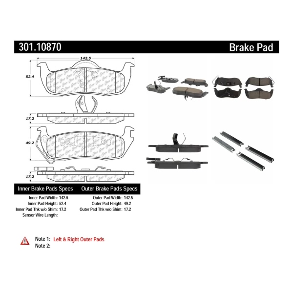 Centric Premium Ceramic Rear Disc Brake Pads 301.10870