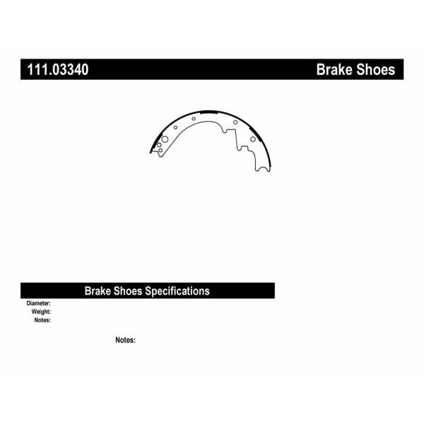 Centric Premium Rear Drum Brake Shoes 111.03340