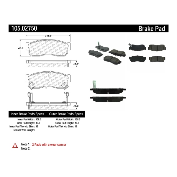 Centric Posi Quiet™ Ceramic Front Disc Brake Pads 105.02750