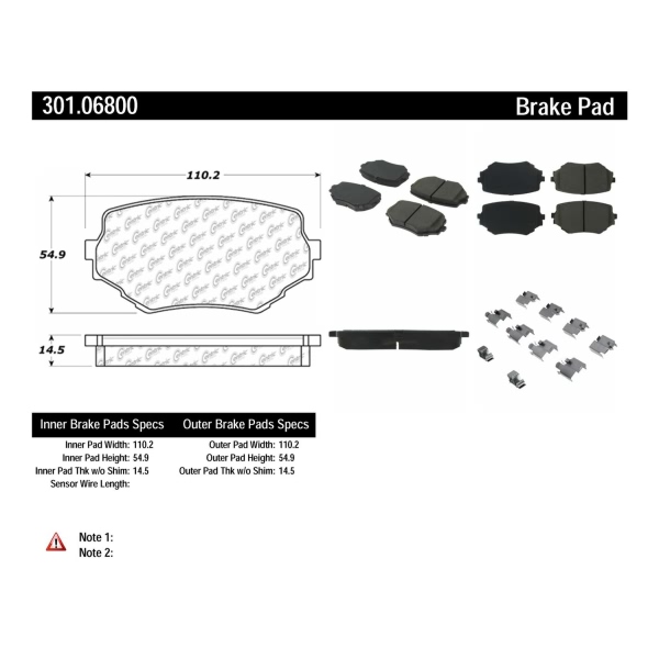 Centric Premium Ceramic Front Disc Brake Pads 301.06800