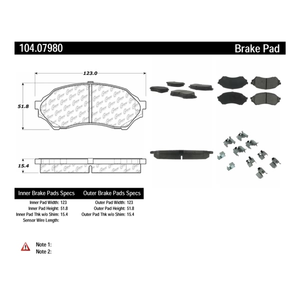 Centric Posi Quiet™ Semi-Metallic Front Disc Brake Pads 104.07980