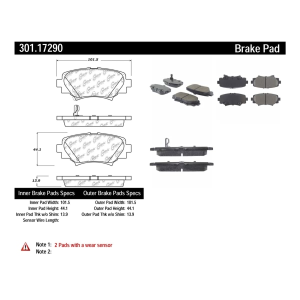 Centric Premium Ceramic Rear Disc Brake Pads 301.17290